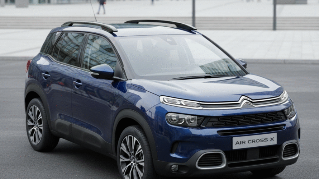 "HD image of Citroen Aircross X showcasing premium design, X badge, alloy wheels, and modern SUV features